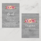 赤ちゃんシャワーブックリクエストカード素朴ウッドフローラ エンクロージャーカード (正面/裏面)