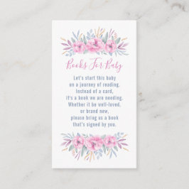 赤ちゃんシャワーブックリクエストピンクの花の水色 エンクロージャーカード