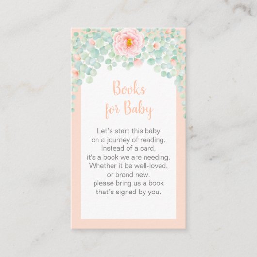 赤ちゃんシャワーブックリクエストユーカリ葉フローラ エンクロージャーカード (正面)