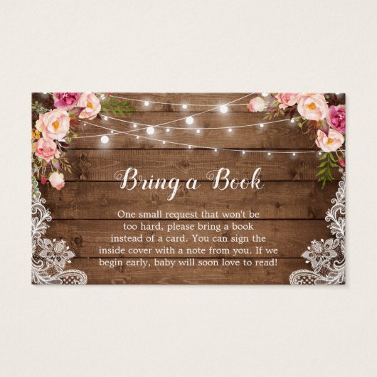 赤ちゃんシャワーブックリクエス素朴ピンクフローラレース (正面)