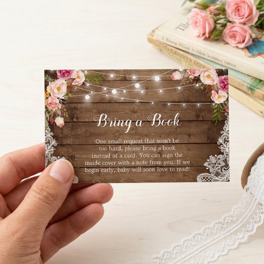 赤ちゃんシャワーブックリクエス素朴ピンクフローラレース
