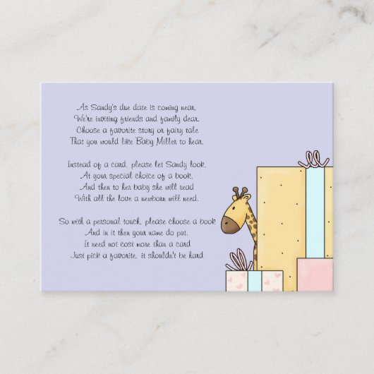 赤ちゃんシャワーブック挿入カード エンクロージャーカード (正面)