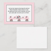 赤ちゃんシャワーブック挿入ピンクの灰色の象 エンクロージャーカード (正面/裏面)