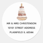 赤ちゃんシャワーブラウン&ホワイトヴィンテージリングや輪トイアドレス ラウンドシール (正面)