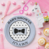 赤ちゃんシャワーブルーの口ひげと蝶ネクタイプレート ペーパープレート (パーティー)