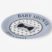 赤ちゃんシャワーブルーの口ひげと蝶ネクタイプレート ペーパープレート (アングル)