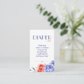 赤ちゃんシャワーブルーエレガントフローラおむつラッフル エンクロージャーカード (スタンド正面)