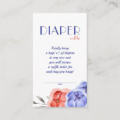 赤ちゃんシャワーブルーエレガントフローラおむつラッフル エンクロージャーカード (正面)