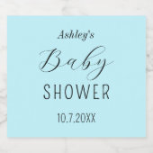 赤ちゃんシャワーブルーエレガント スパークリングワインラベル (シングルラベル)