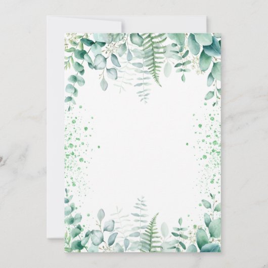 赤ちゃんシャワーブルーエレファントボーイeucalyptus緑 招待状 (裏面)