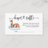 赤ちゃんシャワーブルークラウドディアおむつラッフル エンクロージャーカード (正面)