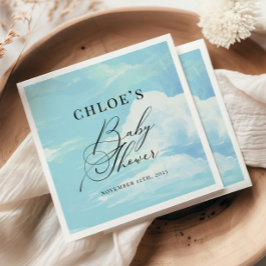 赤ちゃんシャワーブルースカイ雲 スタンダードカクテルナプキン