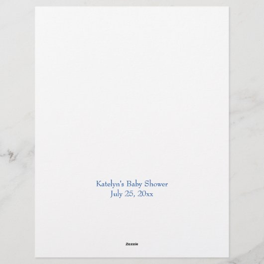 赤ちゃんシャワーブルービンゴゲーパーソナライズされたムテンプレート レターヘッド (裏面)