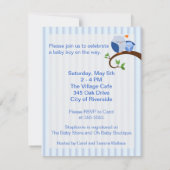 赤ちゃんシャワーブルーフクロウの招待状 招待状 (裏面)