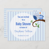 赤ちゃんシャワーブルーフクロウの招待状 招待状 (正面/裏面)