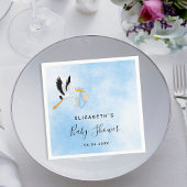 赤ちゃんシャワーブルーボーイコウノトリ名 スタンダードカクテルナプキン