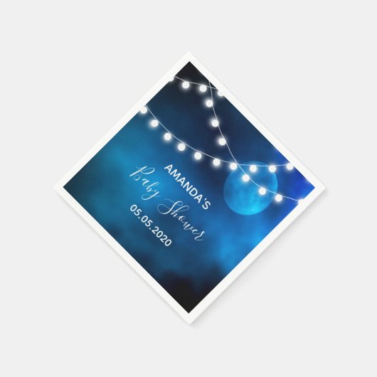 赤ちゃんシャワーブルームーンライトストリング名 スタンダードカクテルナプキン (角)