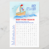 赤ちゃんシャワーブルーレッド単語検索ベビーマッチゲーム チラシ (正面)