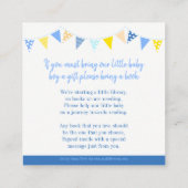 赤ちゃんシャワーブルーロッキングホースのブックリクエストカード エンクロージャーカード (裏面)