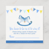 赤ちゃんシャワーブルーロッキング馬おむつラッフルカード エンクロージャーカード (裏面)