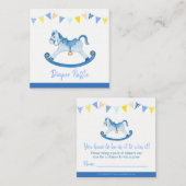 赤ちゃんシャワーブルーロッキング馬おむつラッフルカード エンクロージャーカード (正面/裏面)