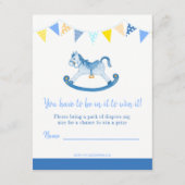 赤ちゃんシャワーブルーロッキング馬おむつラッフル エンクロージャーカード (裏面)