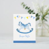 赤ちゃんシャワーブルーロッキング馬おむつラッフル エンクロージャーカード (スタンド正面)