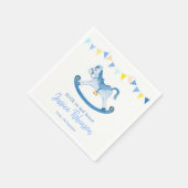 赤ちゃんシャワーブルーロックロッキングホース名 スタンダードカクテルナプキン (角)