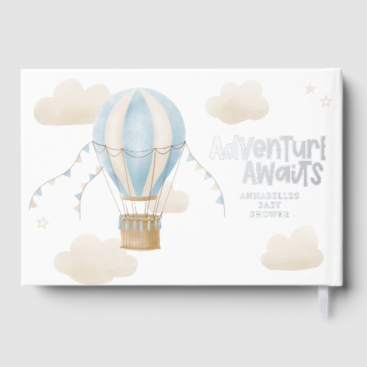 赤ちゃんシャワーブルー熱気球アドベンチャー待ち ゲストブック (裏面)