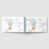 赤ちゃんシャワーブルー熱気球アドベンチャー待ち ゲストブック (全面)