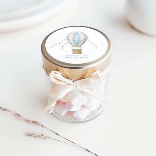 赤ちゃんシャワーブルー熱気球アドベンチャー待ち ラウンドシール