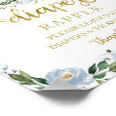 赤ちゃんシャワーブルー金ゴールドおむつラッフルゲームサイン ポスター (角)