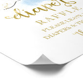 赤ちゃんシャワーブルー金ゴールドおむつラッフルゲームサイン ポスター (角)