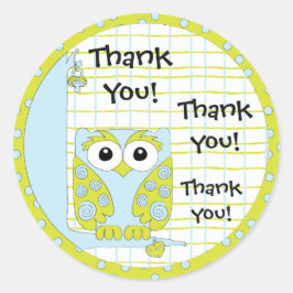 赤ちゃんシャワーブルー/フクロウのシール1 1/2"または3" ラウンドシール