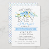 赤ちゃんシャワーブルー | ベビーシャワー招待状 招待状 (正面/裏面)