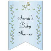 赤ちゃんシャワーブルー"金ゴールド鳥"アゲハチョウバナー バンティングフラッグ (第1の旗)