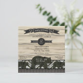 赤ちゃんシャワーベアーウッドランドフォレストランランバージャックプレイド 招待状 (スタンド正面)