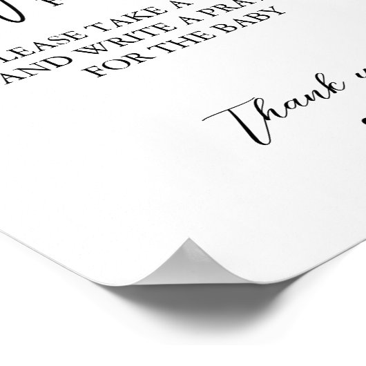 赤ちゃんシャワーベビーのサインの祈りの言葉 ポスター (角)