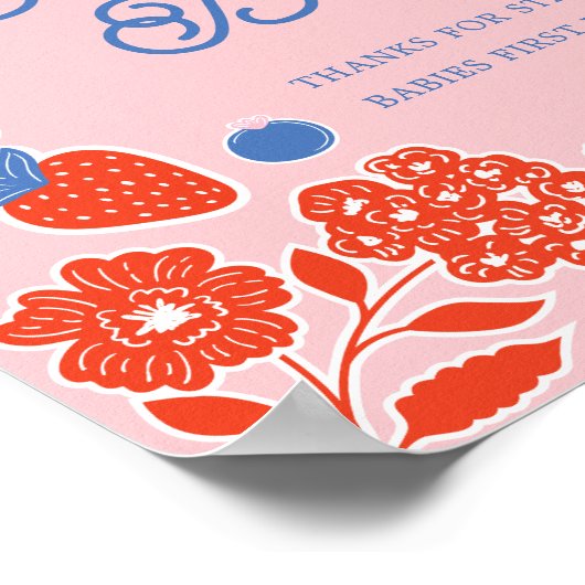 赤ちゃんシャワーベビーの果実と花 ポスター (角)