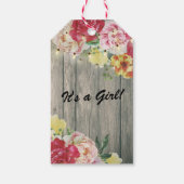 赤ちゃんシャワーベビーの開花フラワーウッドストリングライト ギフトタグ (裏面)