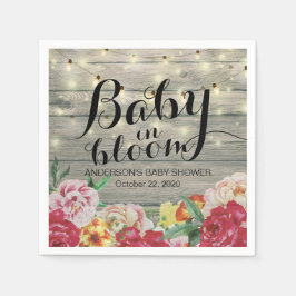 赤ちゃんシャワーベビーの開花花弦軽木材 スタンダードカクテルナプキン