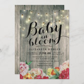 赤ちゃんシャワーベビーの開花花弦軽木材 招待状 (正面/裏面)
