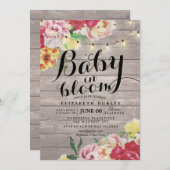 赤ちゃんシャワーベビーの開花花弦軽木材 招待状 (正面/裏面)