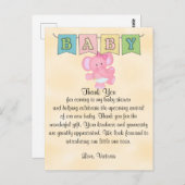 赤ちゃんシャワーベビーガールエレファント ポストカード (正面/裏面)