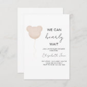 赤ちゃんシャワーベビーテディベア気球を心待ちできる 招待状 (正面/裏面)