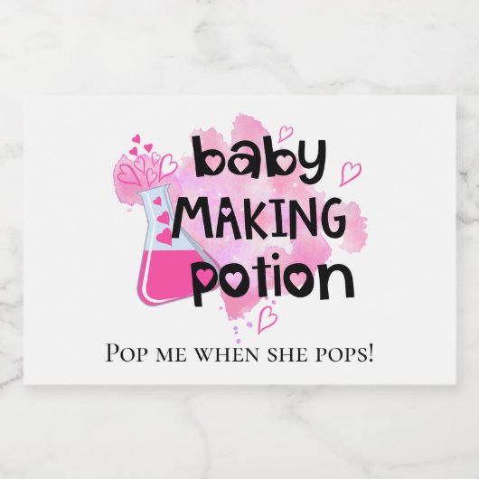 赤ちゃんシャワーベビーメイキングポーション好みピンクハート スパークリングワインラベル (シングルラベル)