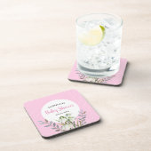 赤ちゃんシャワーホワイトスノードロップピンク水玉模様 コースター (右側)