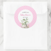 赤ちゃんシャワーホワイトスノードロップピンク水玉模様 ラウンドシール (バッグ)