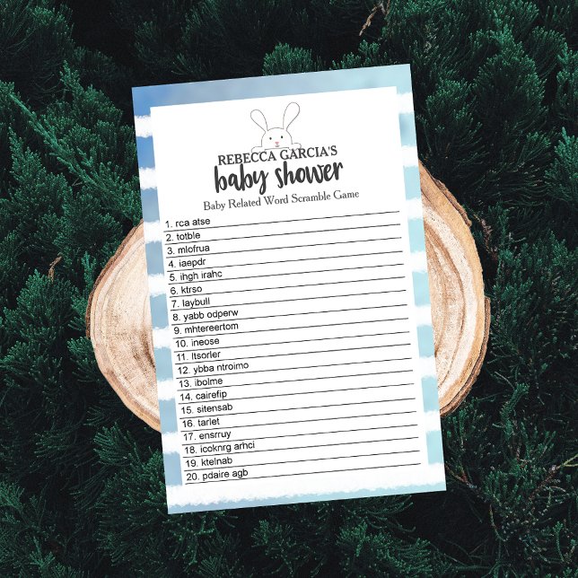 赤ちゃんシャワーホワイトバニーブルーワードスクランブルゲーム (クリエイターアップロード済み)