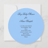 赤ちゃんシャワーボーイブルーかわいいブルーブーティーシューズ 招待状 (裏面)